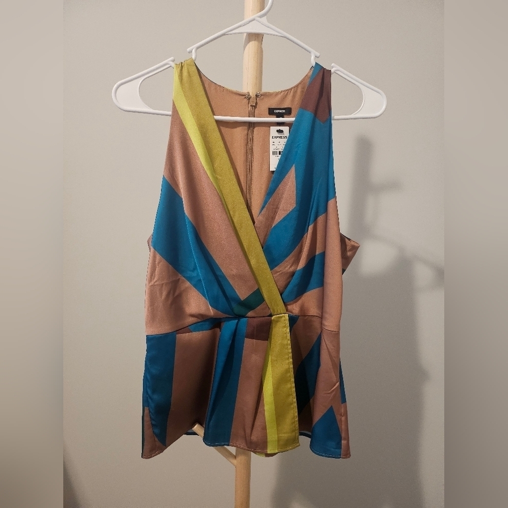 Express Teal and Beige Top, Size M (NWT)